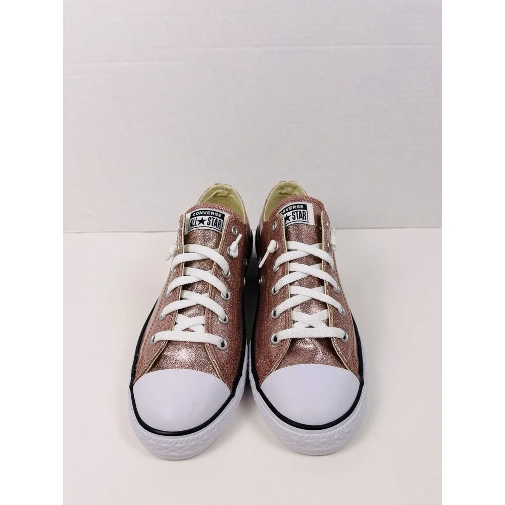 Converse Low Top Glitter Sneakers in Rose Gold - Picture 3 of 7